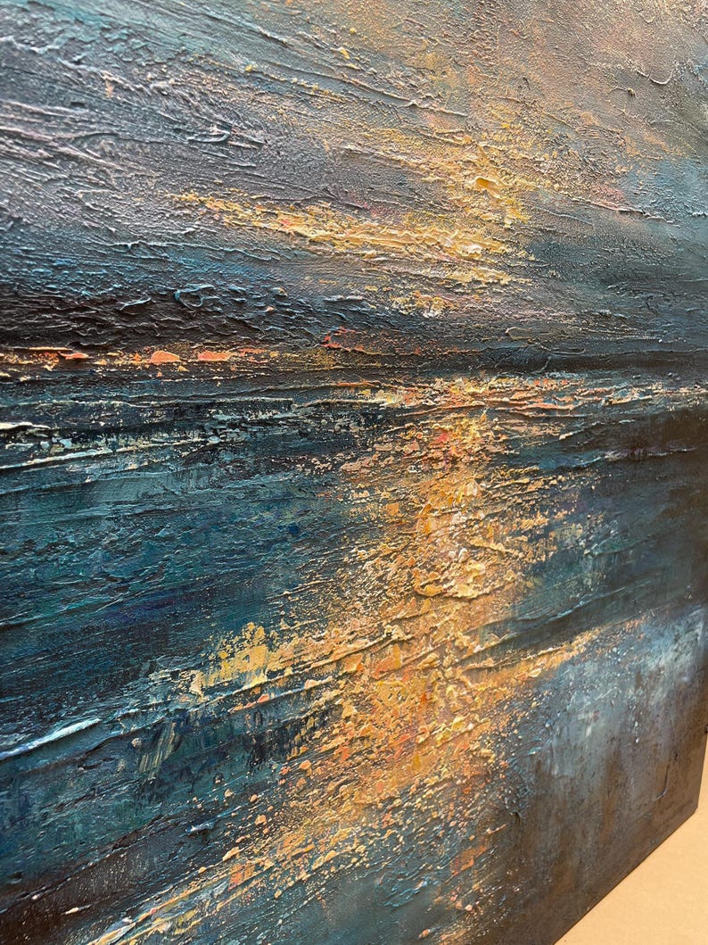 Original Large Abstract Ocean Sunset Oil Painting on Canvas,hand ...