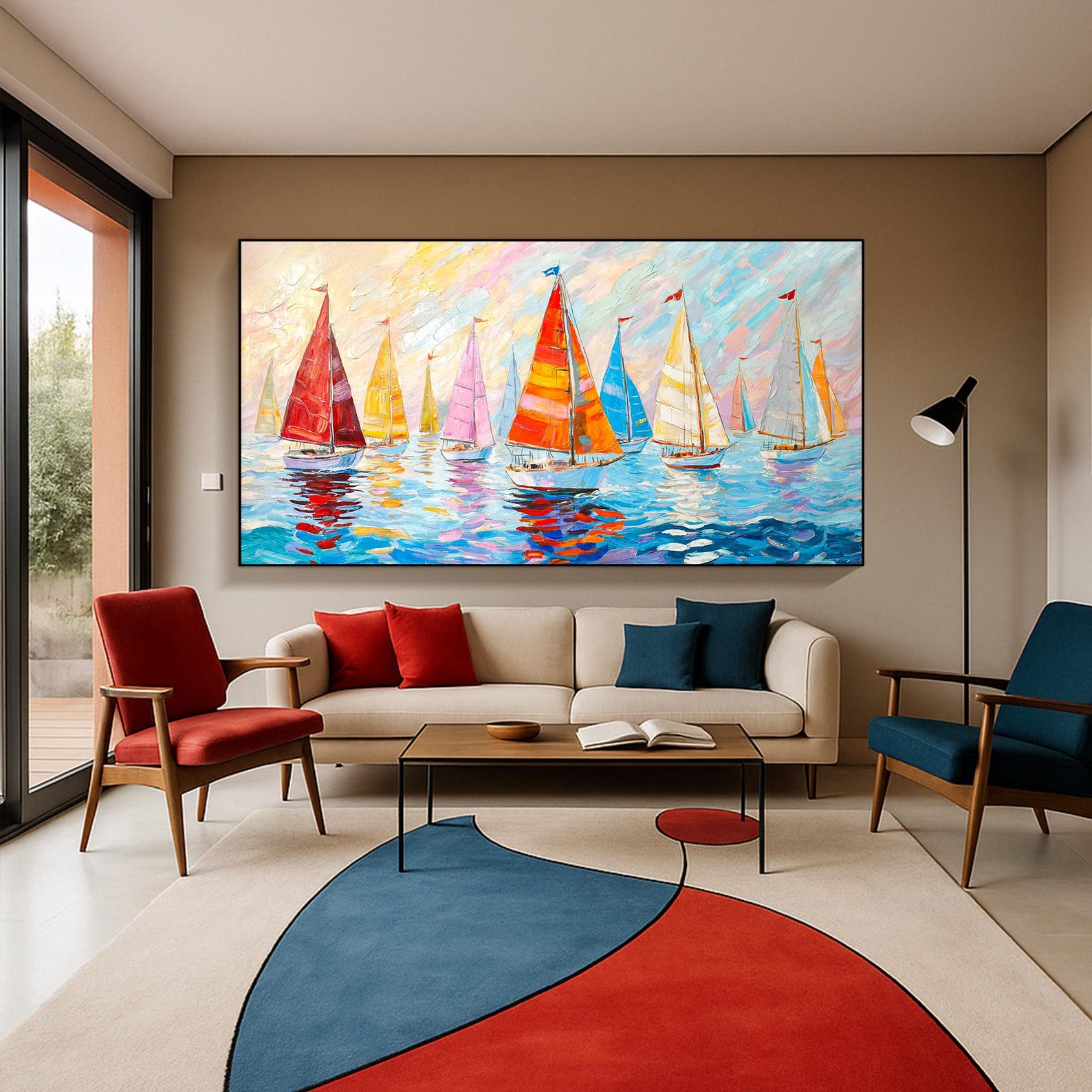 Peinture L huile Abstraite Voilier Color Art Mural Sur Toile peinture-l-huile-abstraite-voilier-color-art-mural-sur-toile