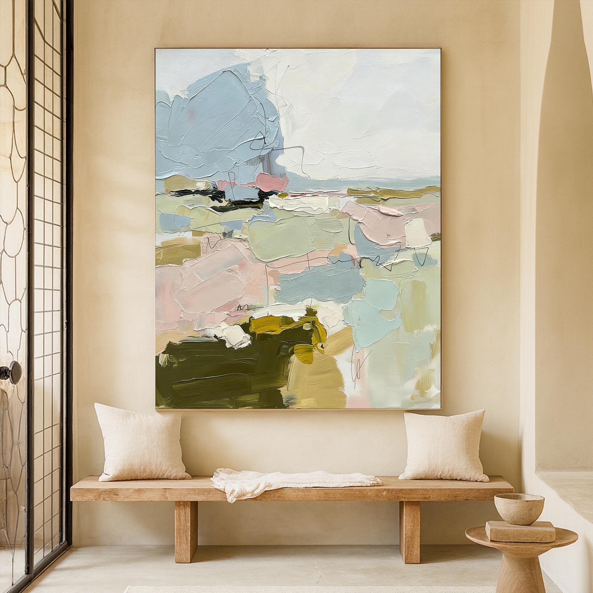 Original Abstract Landscape Oil Painting on Canvas, Textured Impasto ...