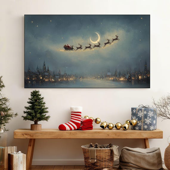クリスマス風 夜景アート 絵画 インテリア キャンバス 北欧風 【公式通販】
