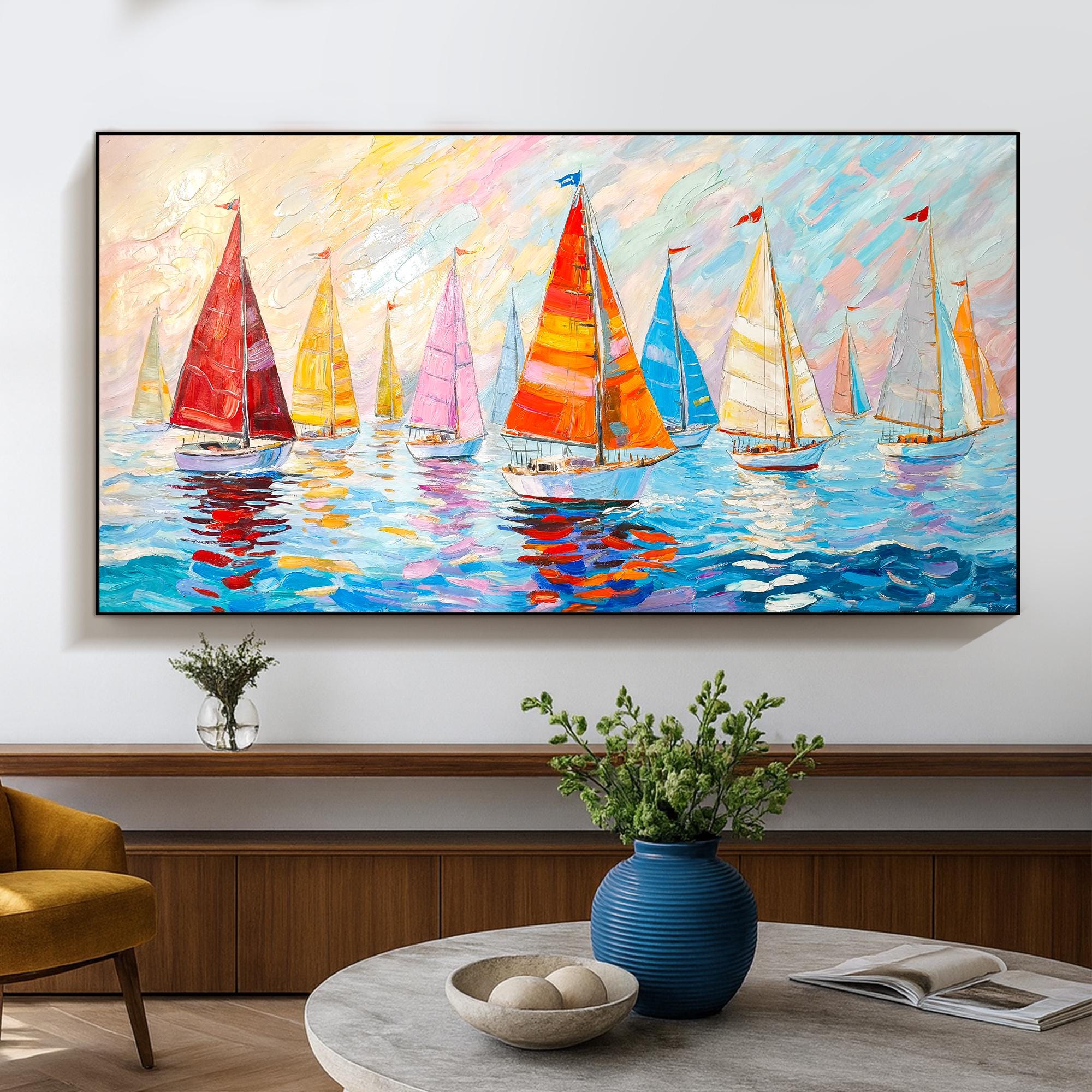 Peinture L huile Abstraite Voilier Color Art Mural Sur Toile peinture-l-huile-abstraite-voilier-color-art-mural-sur-toile