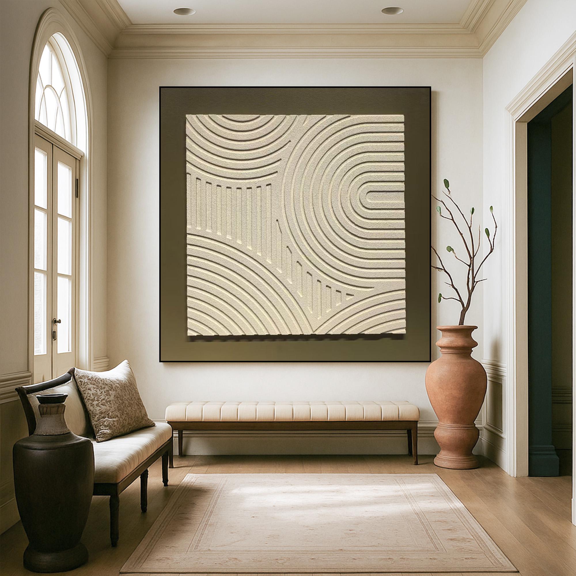 Textured Neutral Geometric Wall Art on Canvas,large Minimalist