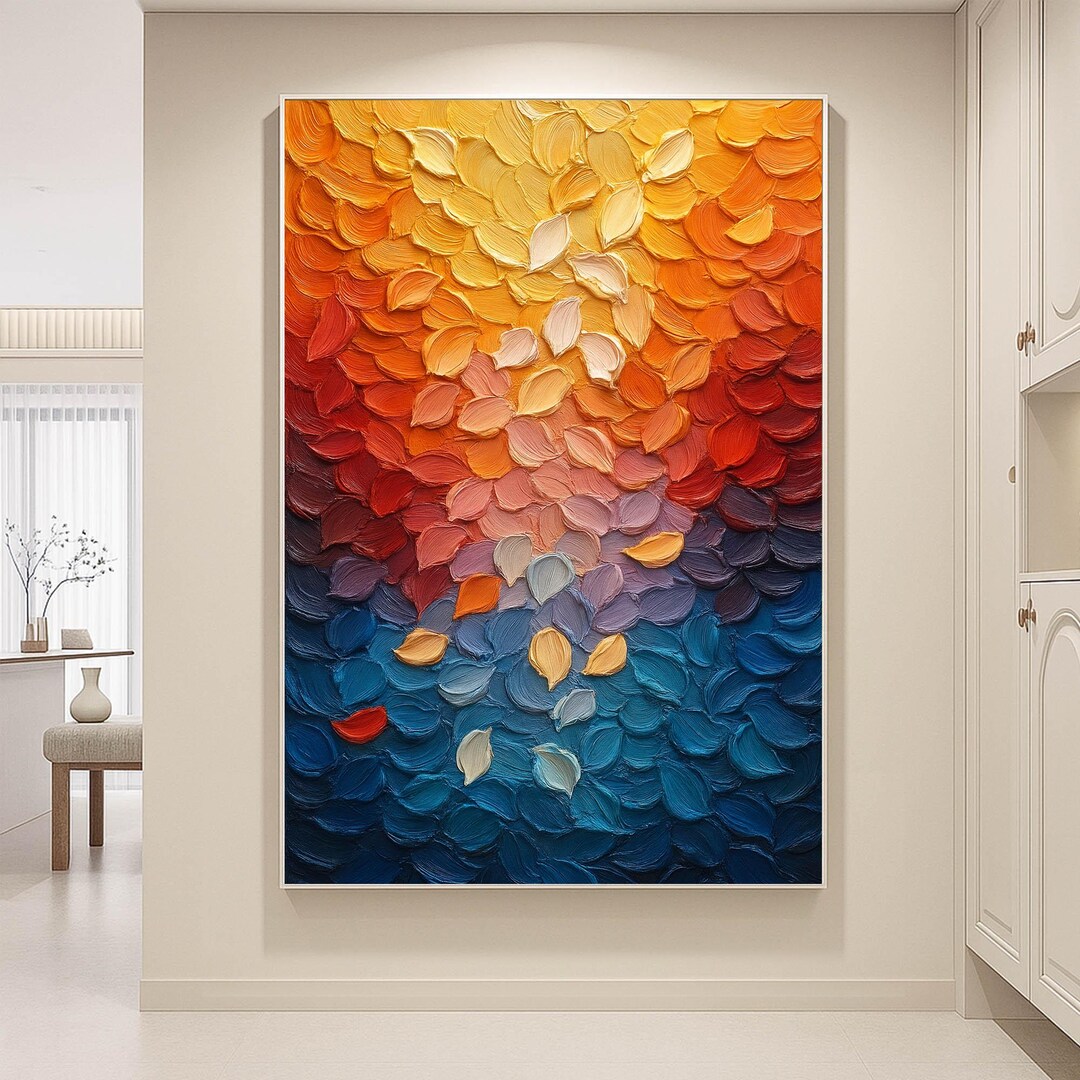 Textured Abstract Wall Art 3D Impasto Painting on Canvas Colorful ...