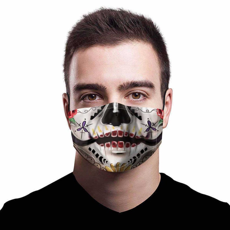 Sugar Skull Face Mask Dia De Los Muertos Face Mask funny | Etsy