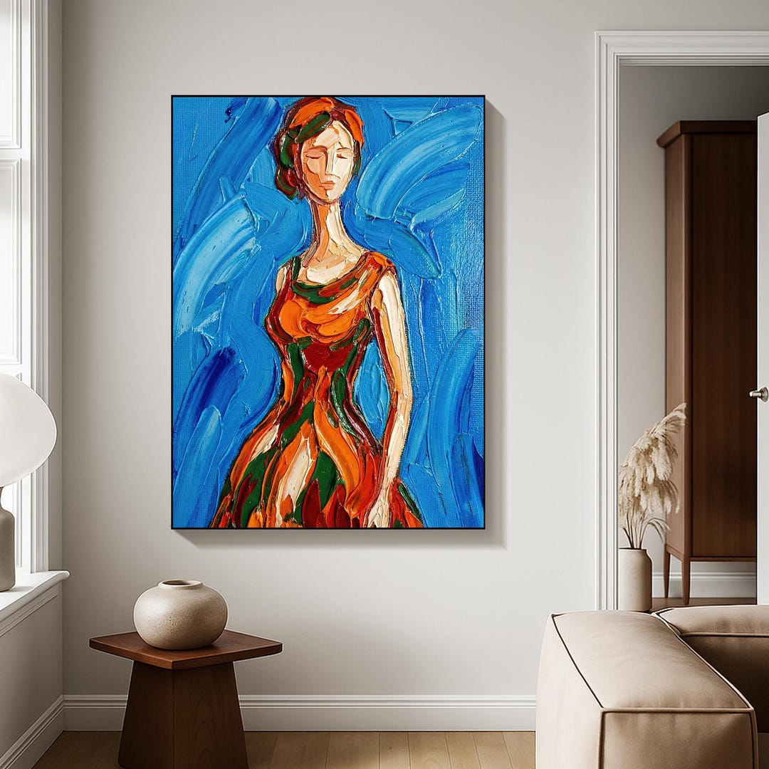 Original Expressive Woman Palette Knife Oil Painting | Bold Textured ...