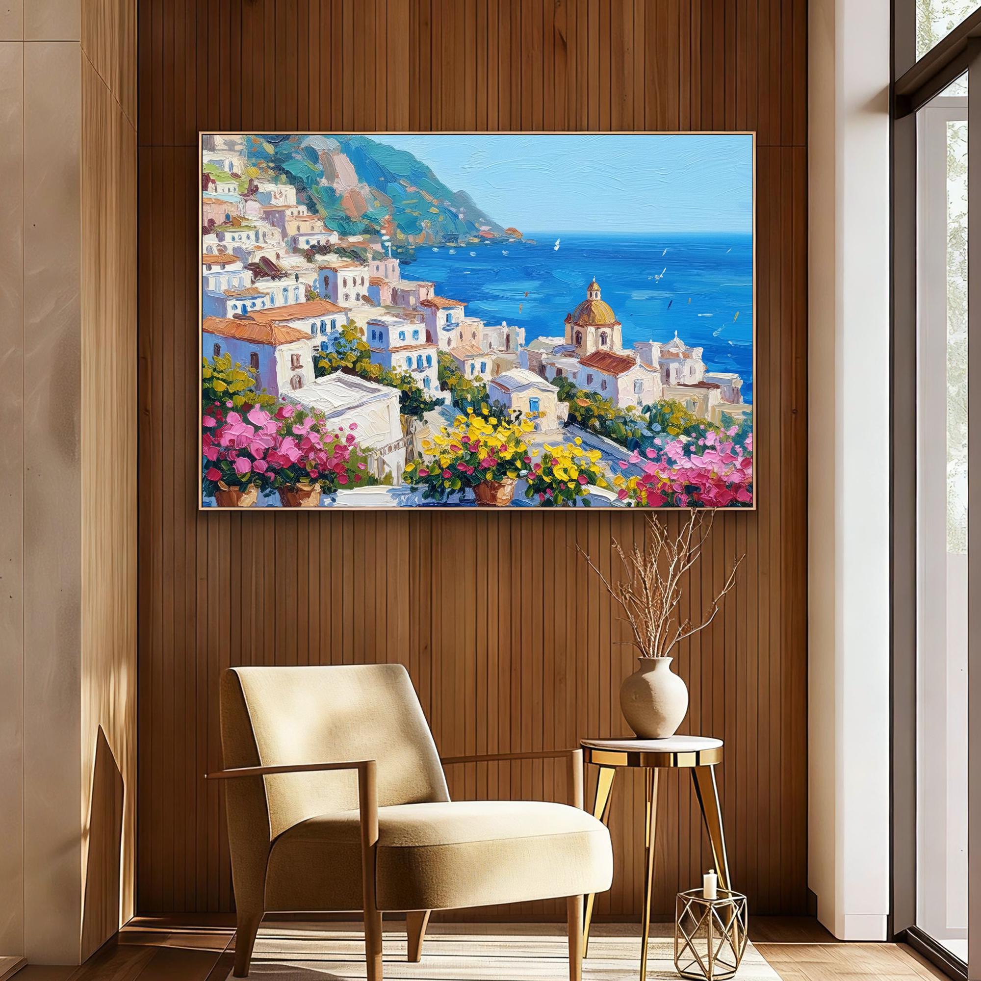 Amalfi Coast Original Oil Painting on Canvas, Hand Painted ...