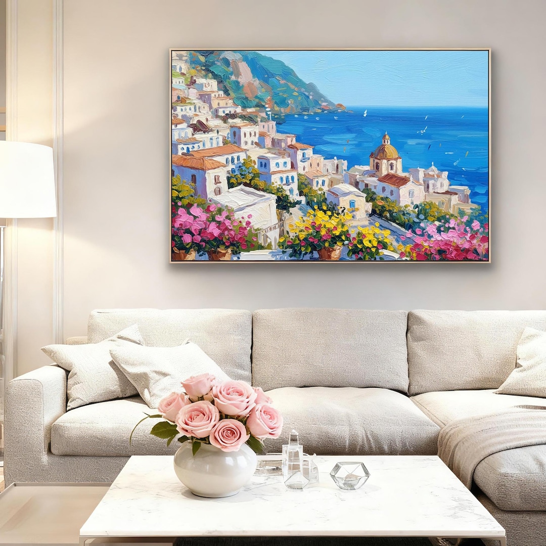 Amalfi Coast Original Oil Painting on Canvas, Hand Painted ...