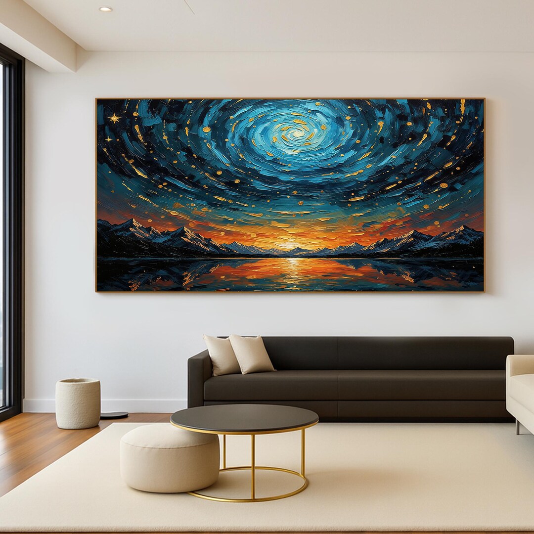 Original Hand Painted Starry Sky Oil Painting on Canvas, Cosmic Night ...