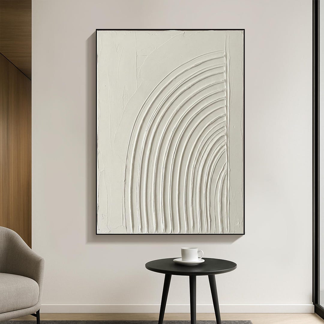 Wabi Sabi Textured Minimalist Oil Painting, Neutral Beige Relief Canvas ...