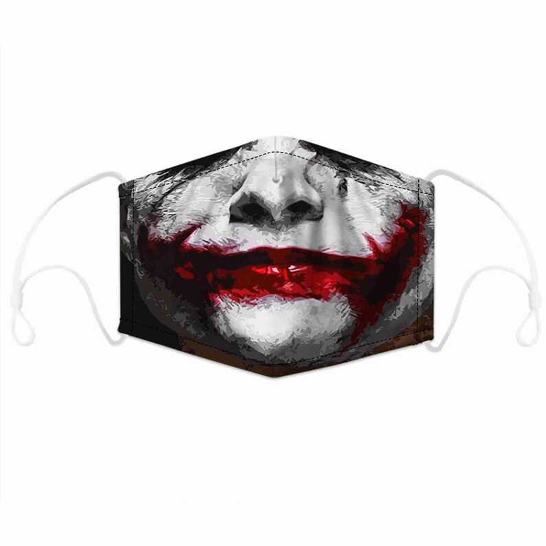 Joker Face Mask Face Mask With Filter Pocket Replaceable Etsy