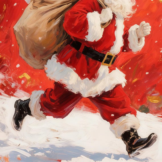 Peinture Sur Toile Noël - Père Noël - Bonnet De Noel - 60x80 Cm Decoration Murale De Noel Pour L Interieur Decoration De Noel Salon Decoration De Noel A La Maison