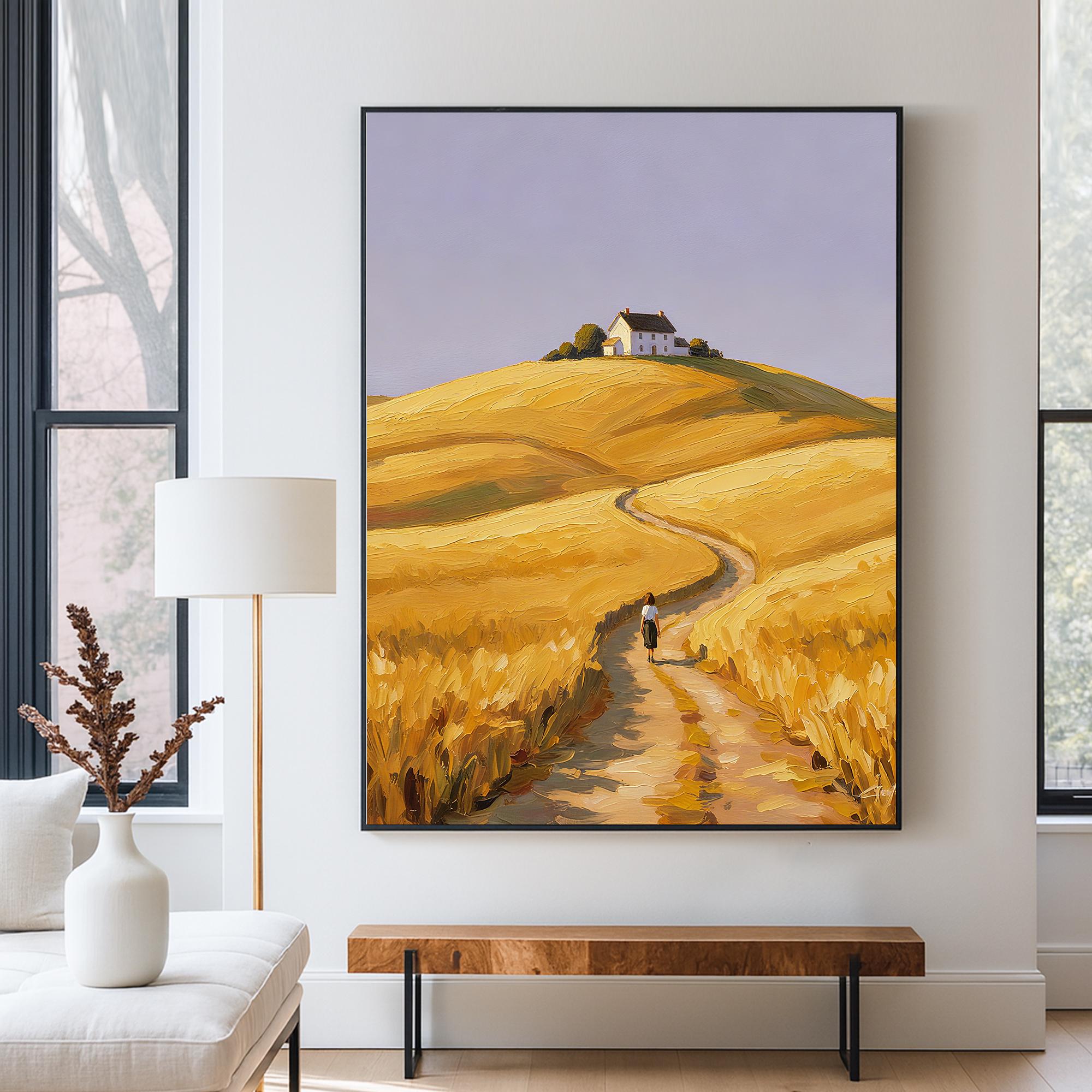 Original Hand-painted Rural Landscape Oil Painting on Canvas,large