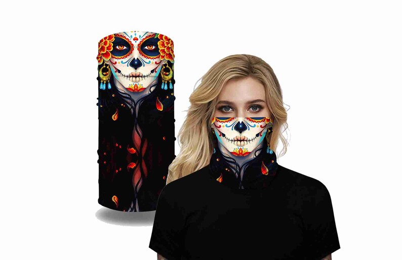 Neck Gaiter Skull day of the Dead Face Mask Skull Scarf Etsy