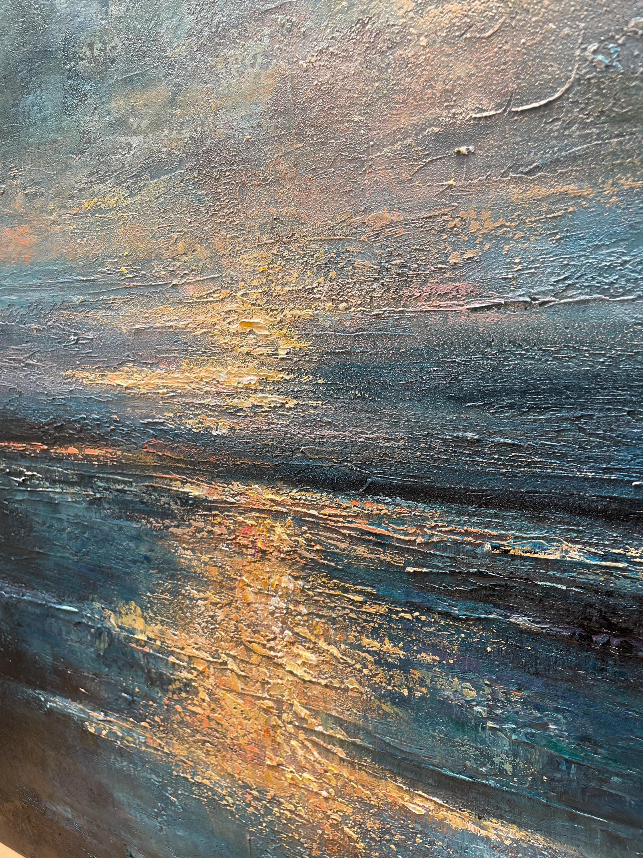 Original Large Abstract Ocean Sunset Oil Painting on Canvas,hand ...