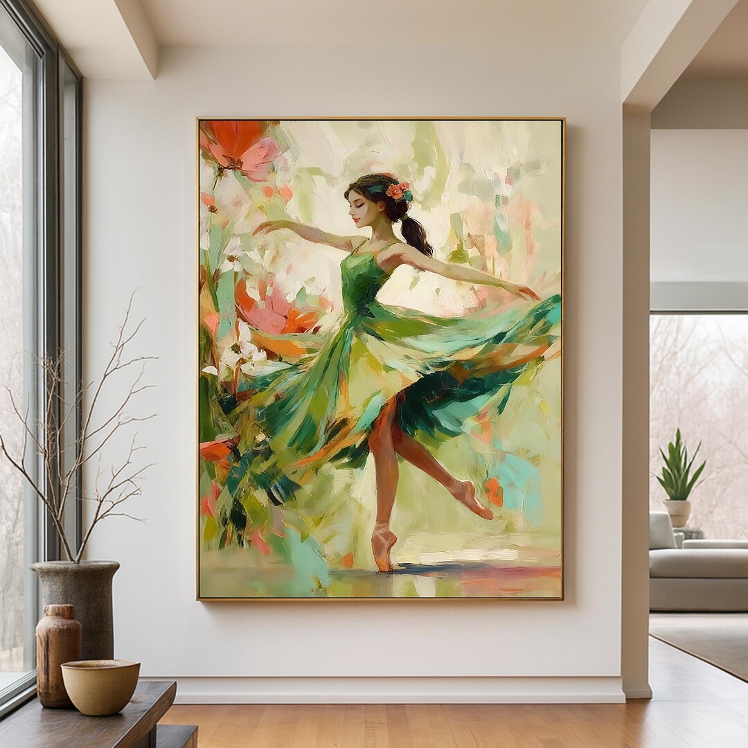 Original Dancing Woman Oil Painting – Large Hand Painted Expressionist ...