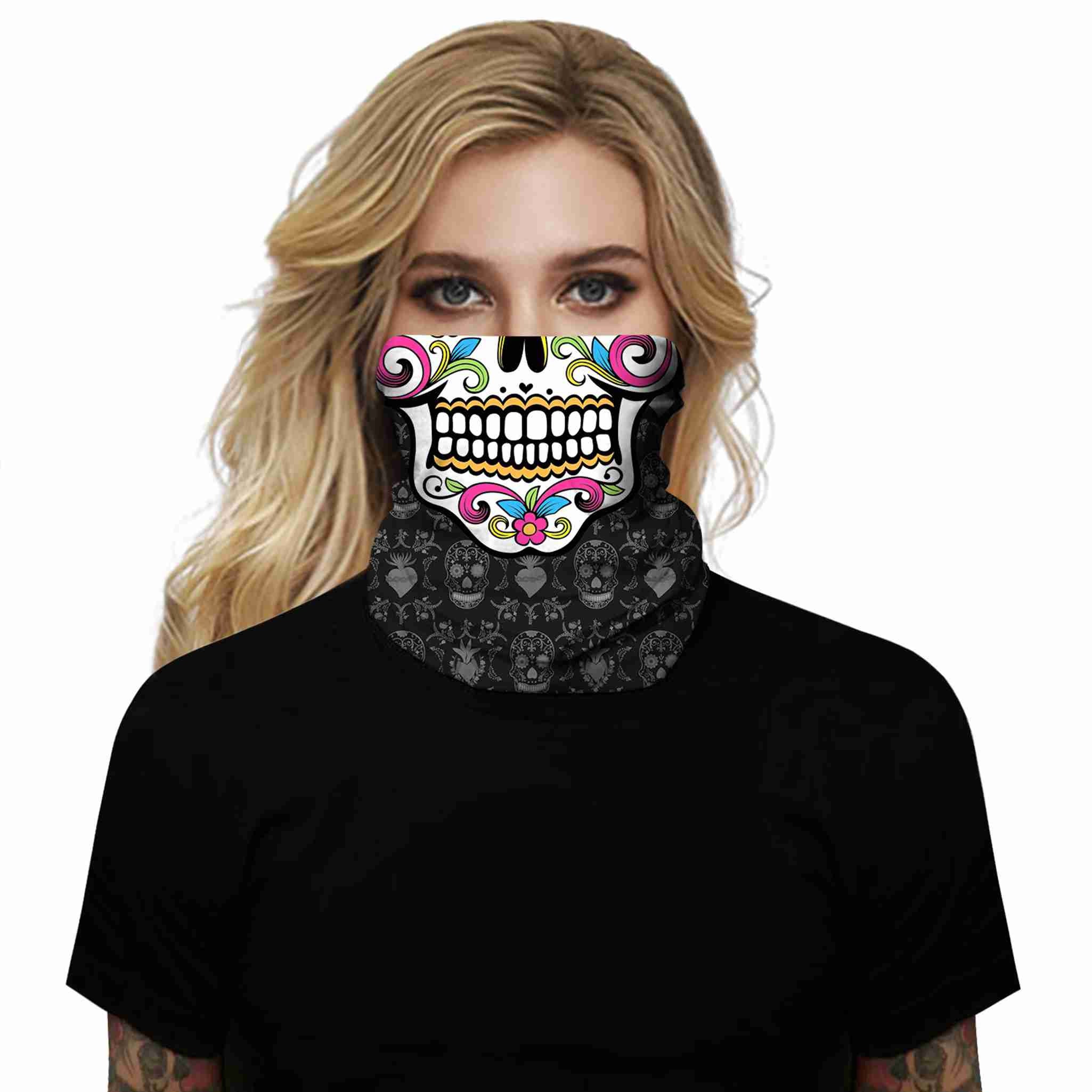 Sugar Skull Scarf Face Mask Neck Gaiter Riding Face | Etsy