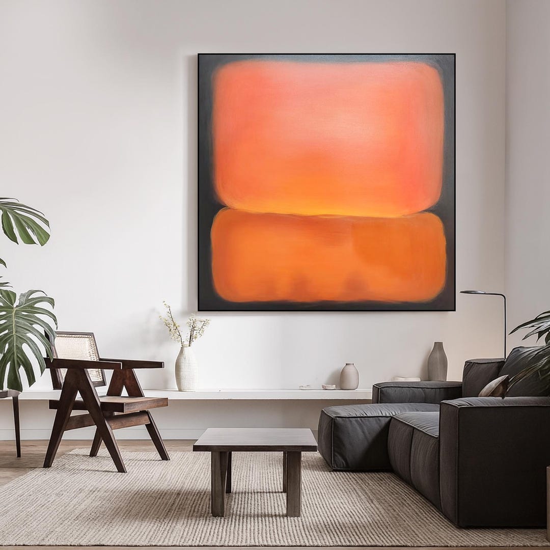 Original Abstract Oil Painting on Canvas, Warm Color Field Wall Art ...