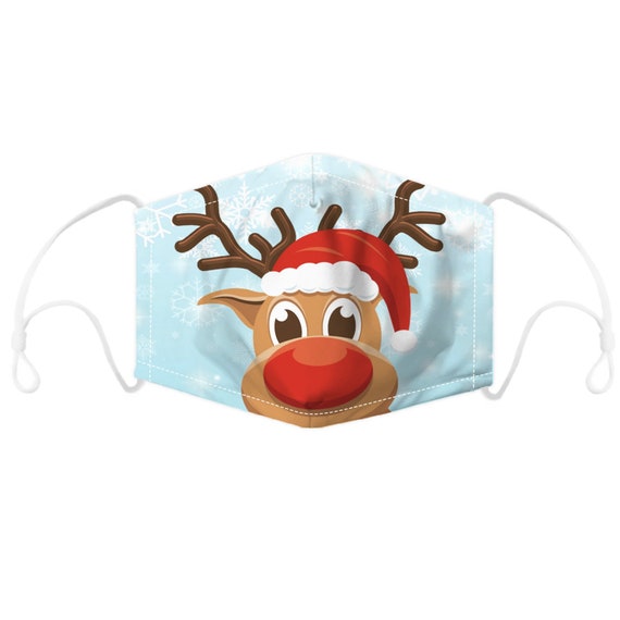 Cute Reindeer Face Mask Christmas Reindeer Washable Reusable Etsy
