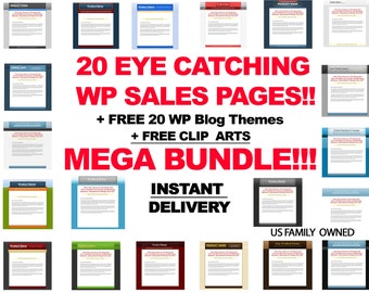 20 WP Sales Page Templates + 20 Blog Themes | Marketing Bundle w/ Free Clip Art