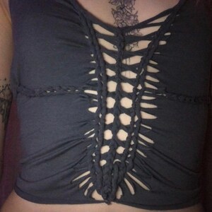 dark grey weaved crop top