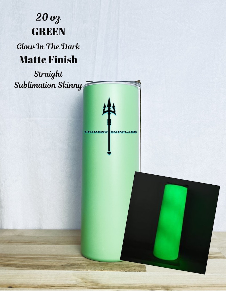 Single 20oz GREEN Glow In The Dark MATTE Finish Straight Sublimation Skinny