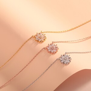 Blooming Cubic Zirconia Flower Pendant Necklace • Crystal Daisy Pendant Necklace  • Wedding Bridesmaids Jewelry • Alicia Bonnie