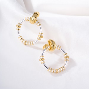 Gold Silver Hoop Earrings • Two Tone Statement Hoops • Modern Mixed Metal Jewelry • Everyday Earrings • Gift for Her • Alicia Bonnie
