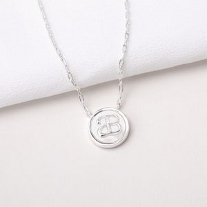 Coin of Fortune Pearl Pendant Necklace • 14K Silver Plating • Natural Mother of Pearl • Logo Necklace • Adjustable Chain • Alicia Bonnie