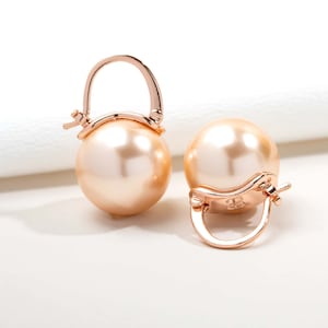 Pearl Huggie Earrings • Rose Gold Huggie Earrings • Pearl Drop Earrings • Wedding Bridesmaids Jewelry • sterling silver Post • Alicia Bonnie