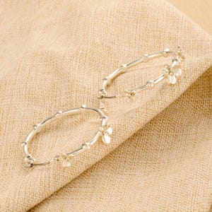 Silver Flower Hoop Earrings • Hoops • Silver Hoops • Floral Earrings • Love Earrings • Wedding Jewelry • Alicia Bonnie