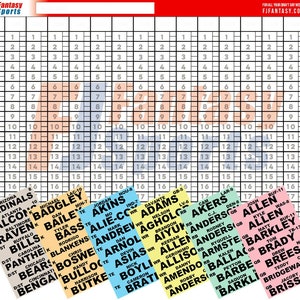 2025 Fantasy Football Draft Board with 500+ Player Labels - Auction or Standard Draft - IDP Available [Fits up to 16 Teams and 22 Rounds]!