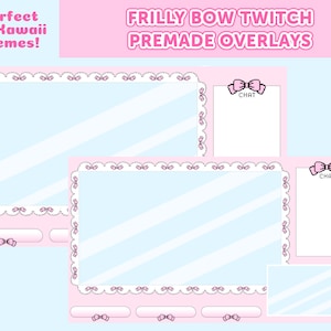 Lace Bow Twitch Premade Overlay | Kawaii Overlays for Gaming Stream | Frilly, Girly, Pixel Art, Gamer Girl
