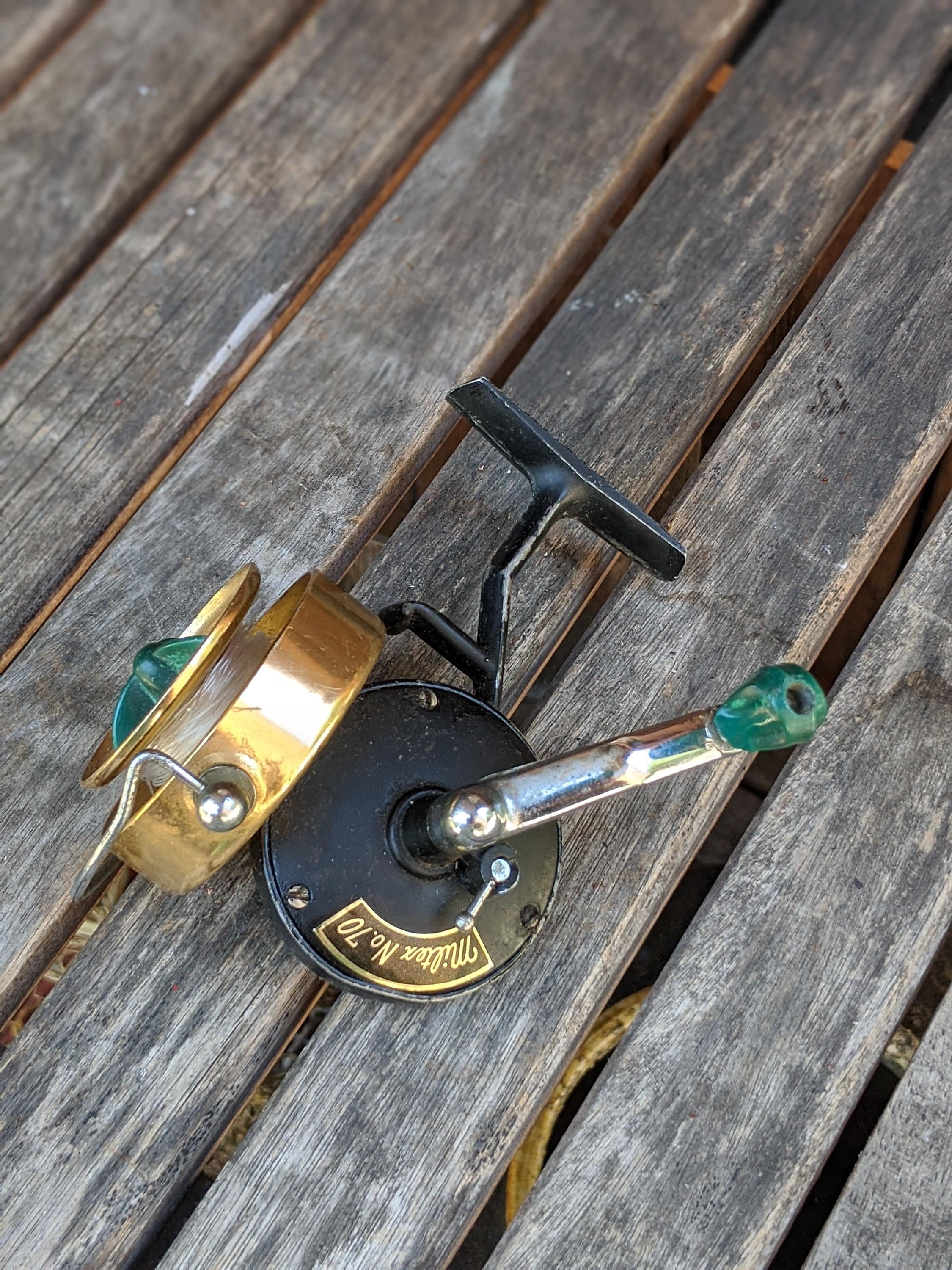 Miltex No. 70 Vintage Fishing Reel Green & Gold 