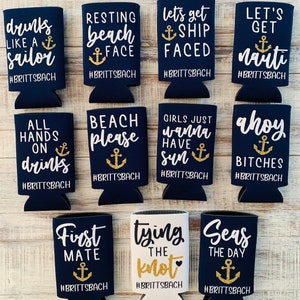 Bachelorette koozies * slim koozies * nautical koozies * nautical bachelorette party * bachelorette party * funny bachelorette party