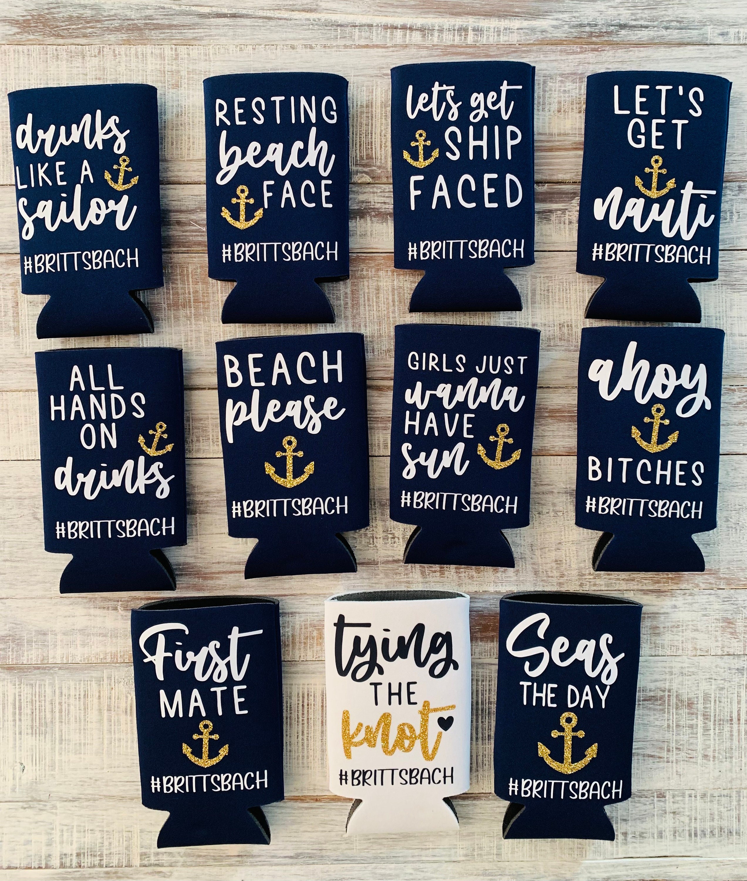 Bachelorette Koozies Slim Koozies Nautical Koozies Etsy