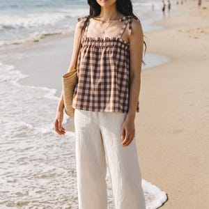 Tie-strap loose-fit Palaka Top - Casual, comfortable, made-to-order (please read entire description)-additional listings offers more colors