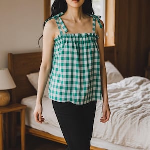 Tie-strap loose-fit Palaka Top - Casual, comfortable, Made-to-Order (please read entire description)- additional listing offers more colors