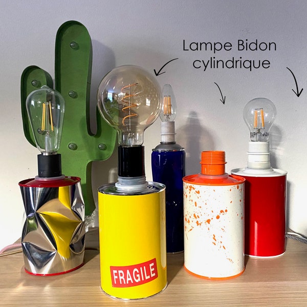 Lampe bidon cylindrique - Création - Pièces Uniques - 100% Récup