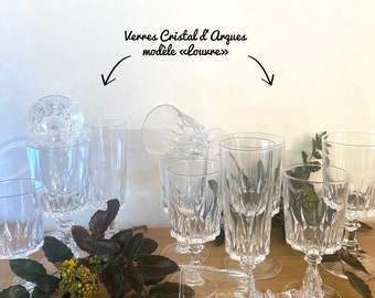 Glasses - vintage - Cristal d'Arques - Arques crystal factory - Louvre - wine glass