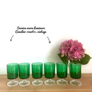 Luminarc Cavalier Glass Set - Dark Green - 1970s - Very Good Condition - Vintage