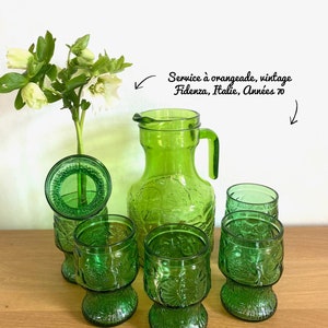 Italian Orangeade Set - Findeza - Vintage - Glass - Green - 70s - 100% Recycled