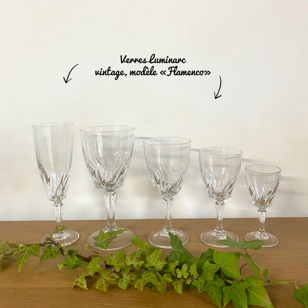 Verres à vin - verres à eau - Luminarc - Flamenco - vintage - 100% Recup