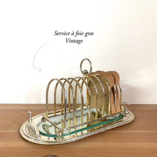 Foie Gras Service - Toast Holder - Swan - Stainless Steel - Vintage - Retro