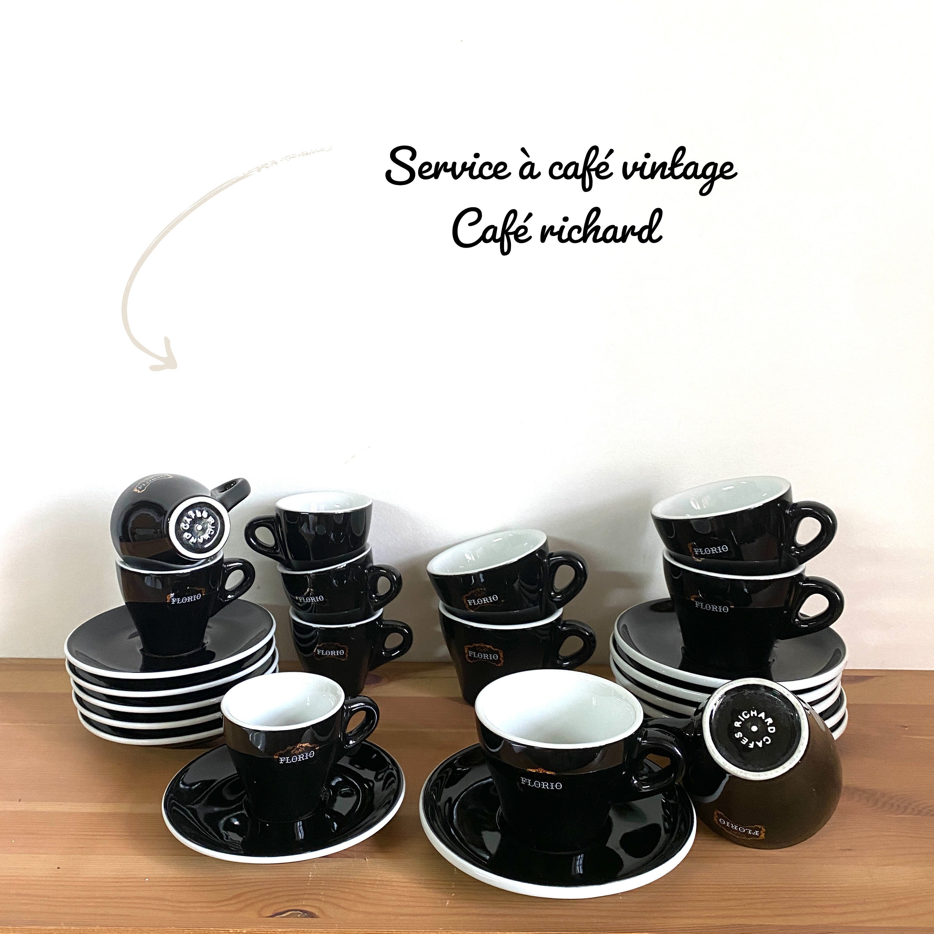 Coffee Cups - Long Coffee - Vintage - Bistro - Cafs Richard - Etsy