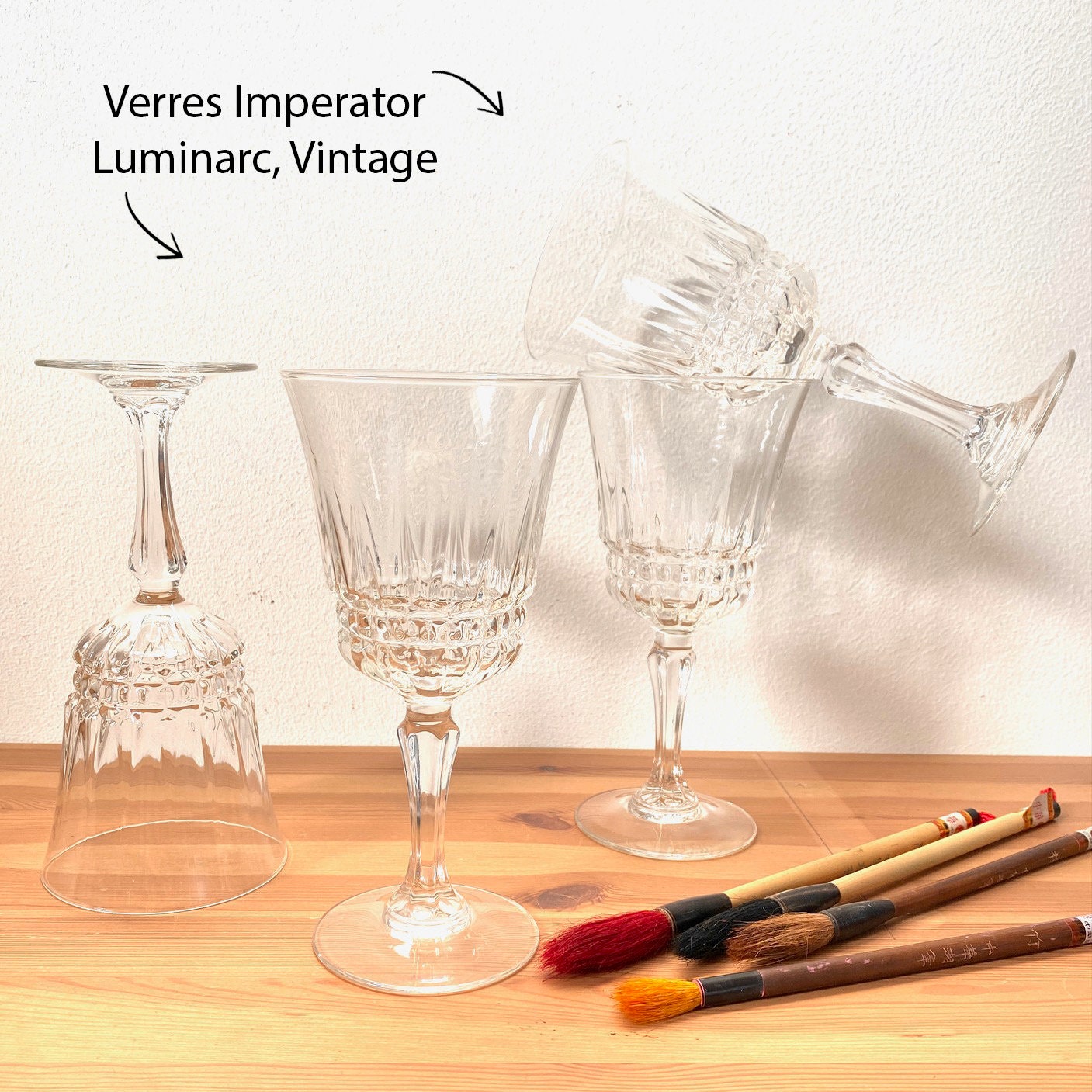 Ensemble de Verres à Vin Luminarc Impérator - Année 80 Cristal Très Bon État Vintage