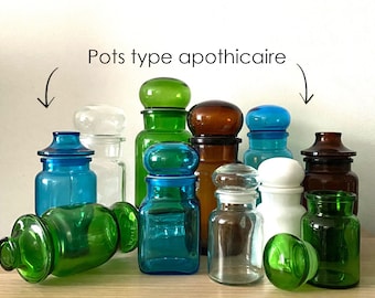 Pot Publicitaire type Apothycaire en Verre - Lots - Différentes couleurs - Différentes Formes - ARIEL - MAXWELL - LEVER