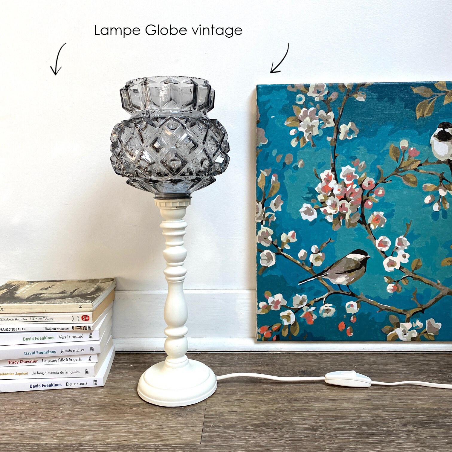 Lampe Globe Fumé - Vintage Upcycling Création Pièce Unique