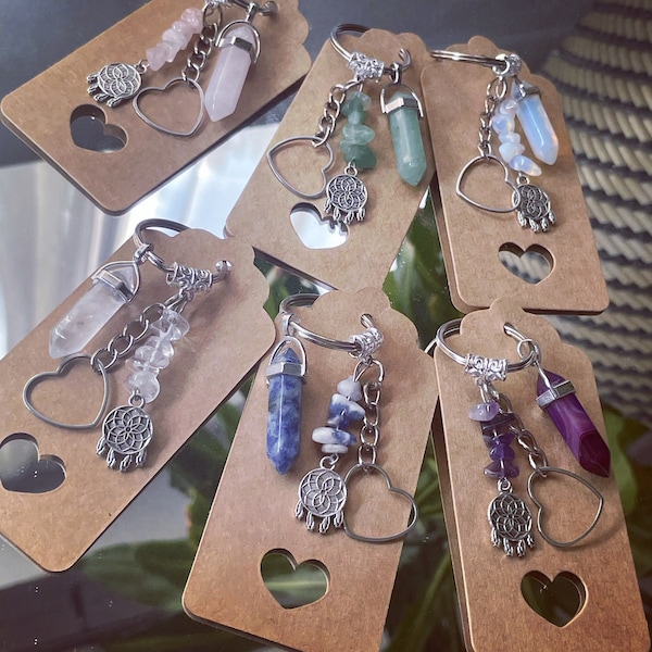 Crystal pendant keyrings /bag charms dream catcher and heart charms