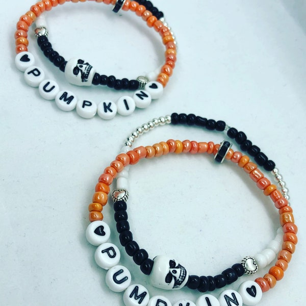 Pumpkin & skull Halloween stack of bracelets