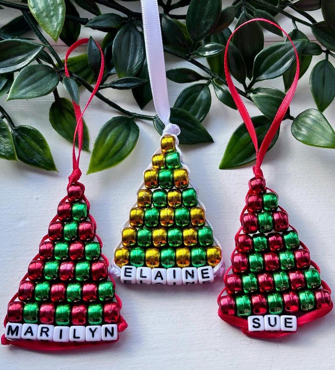 Beaded Personalised Christmas Tree Decorations - Etsy